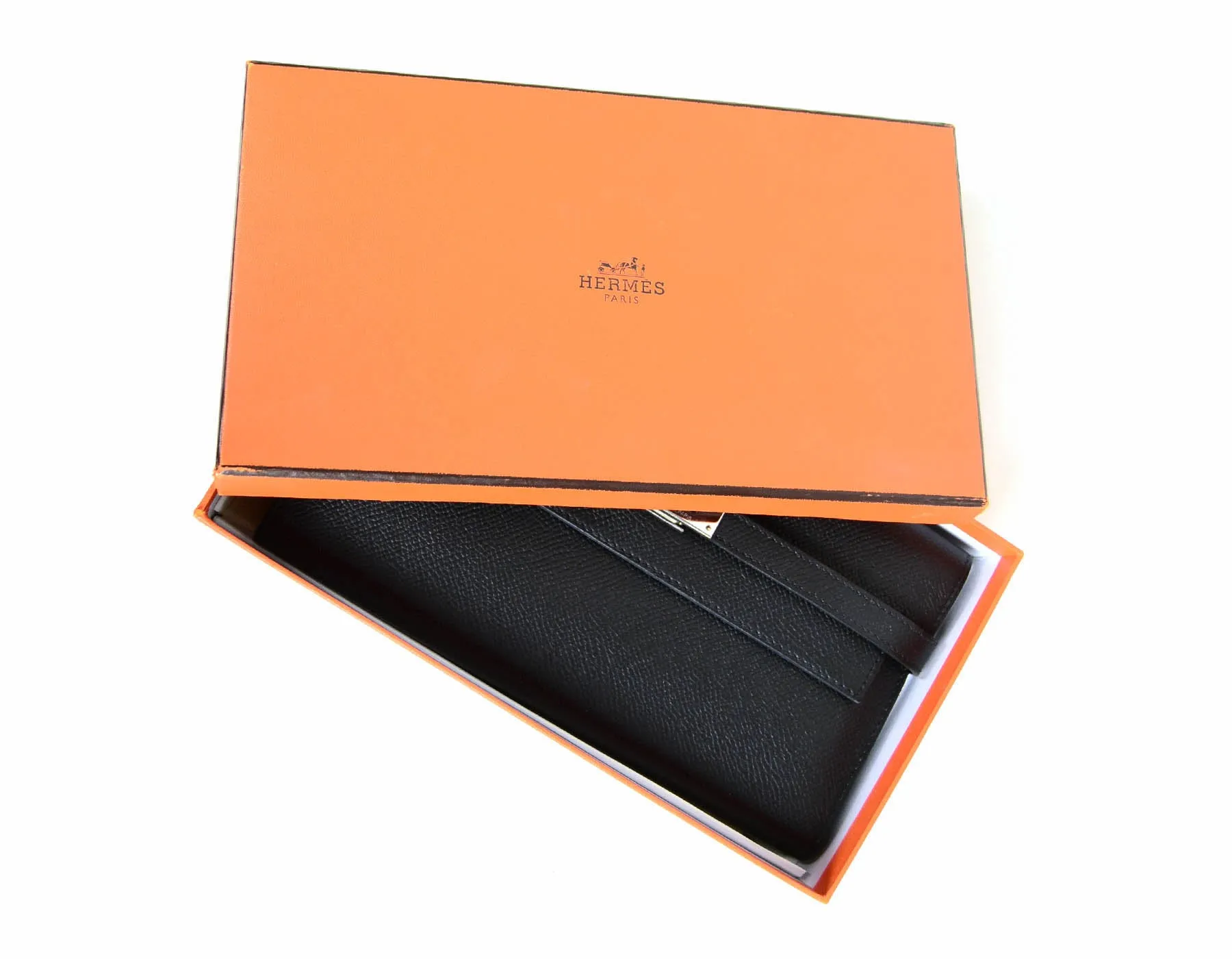 Hermes Black Epsom Kelly Longue Wallet w/ Palladium