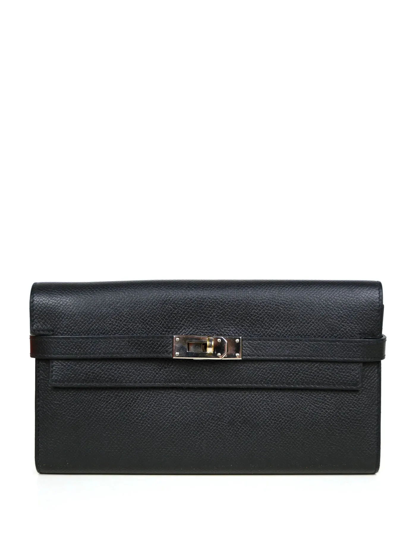 Hermes Black Epsom Kelly Longue Wallet w/ Palladium