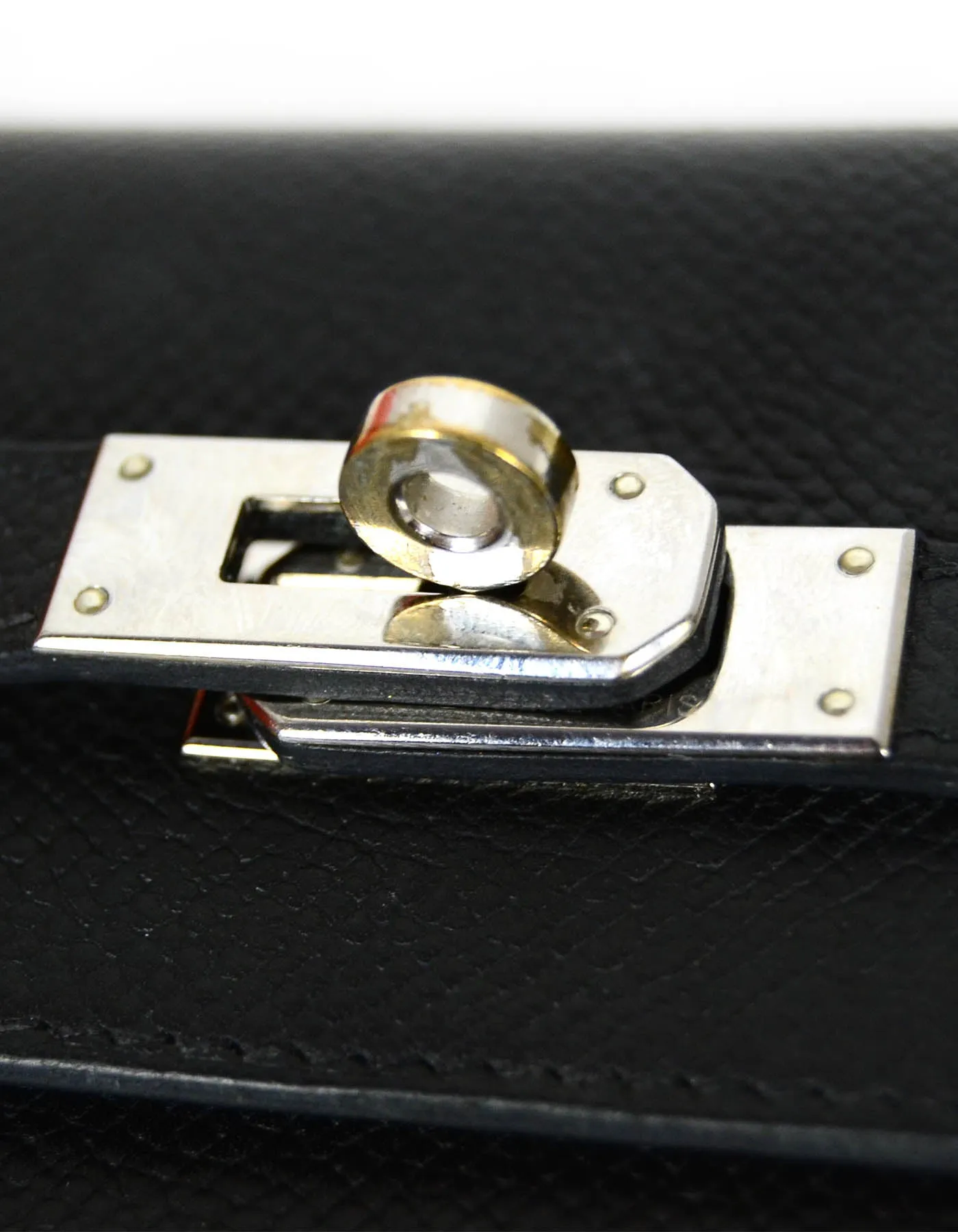 Hermes Black Epsom Kelly Longue Wallet w/ Palladium