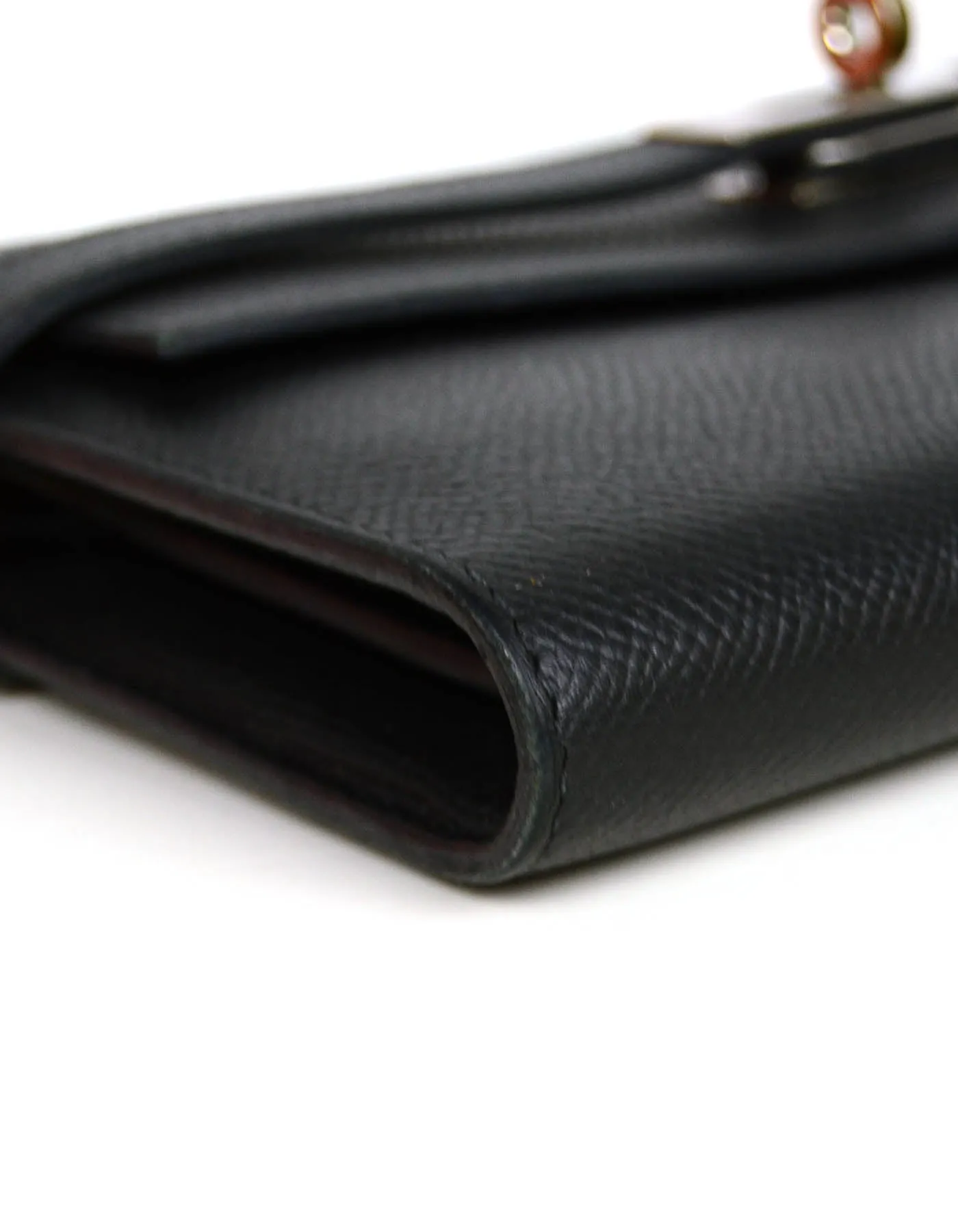 Hermes Black Epsom Kelly Longue Wallet w/ Palladium