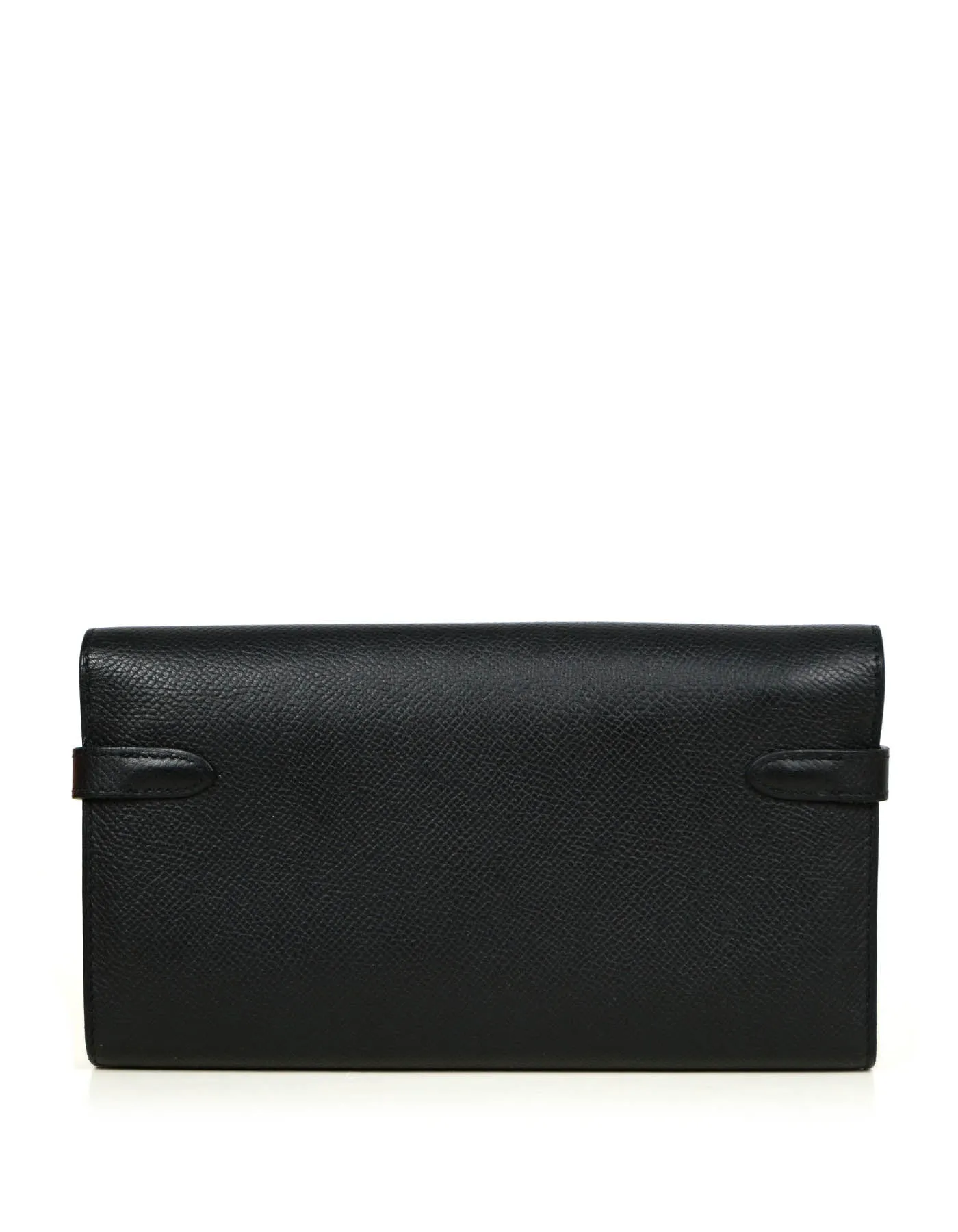 Hermes Black Epsom Kelly Longue Wallet w/ Palladium