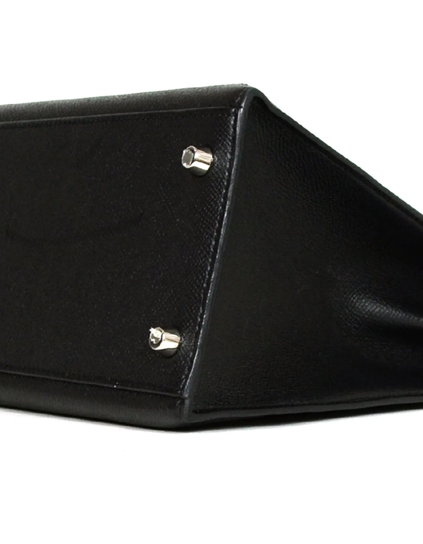 Hermes Black Epsom Leather 32cm Sellier Kelly Bag w/ Strap Lock & Clochette