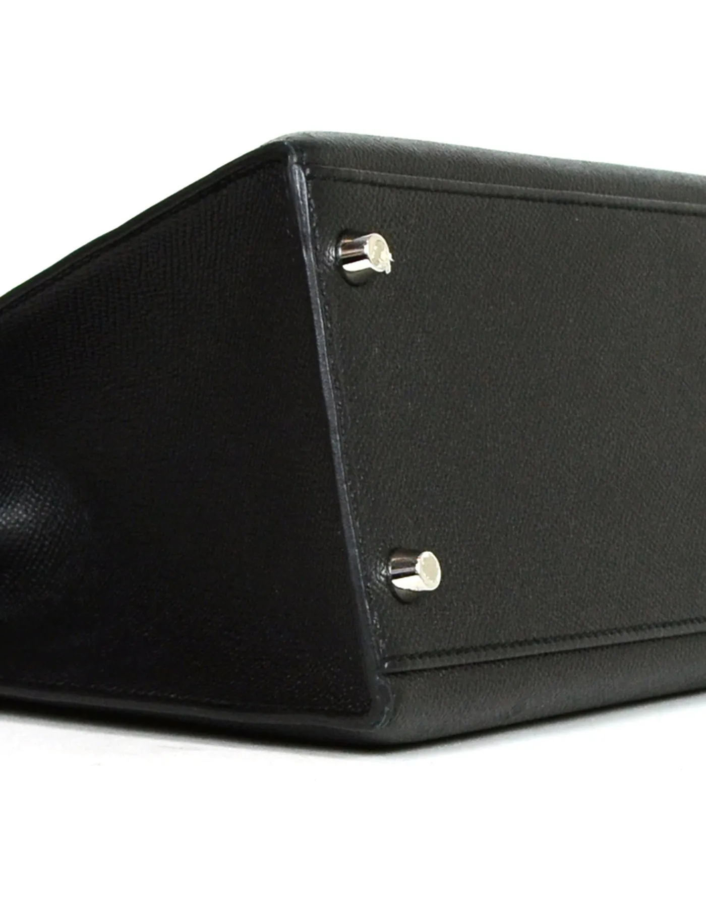 Hermes Black Epsom Leather 32cm Sellier Kelly Bag w/ Strap Lock & Clochette