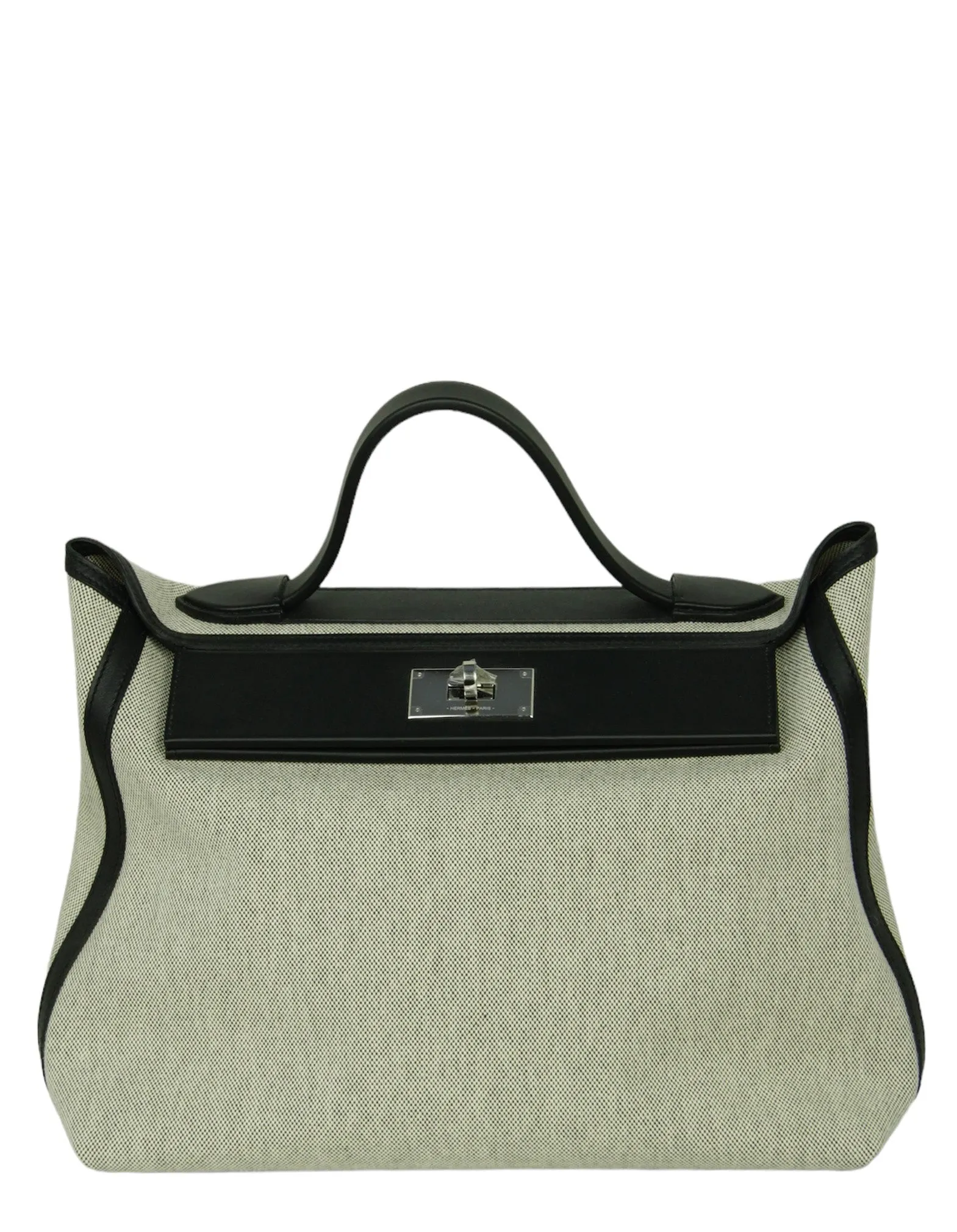 Hermes Black H Viking/ Swift Toile 35cm 24/24 Bag