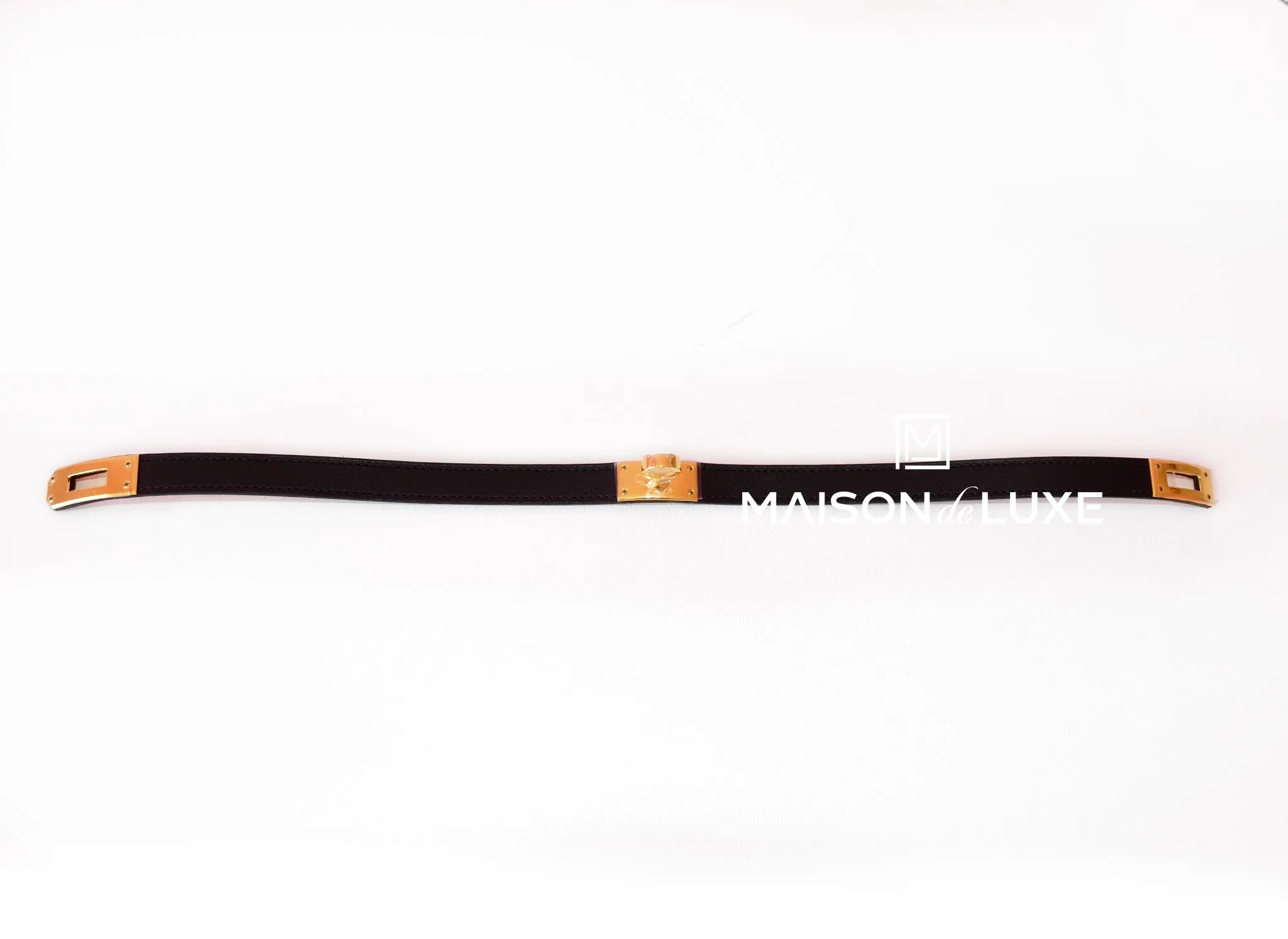 Hermes Black Leather Kelly Double Tour Bracelet S
