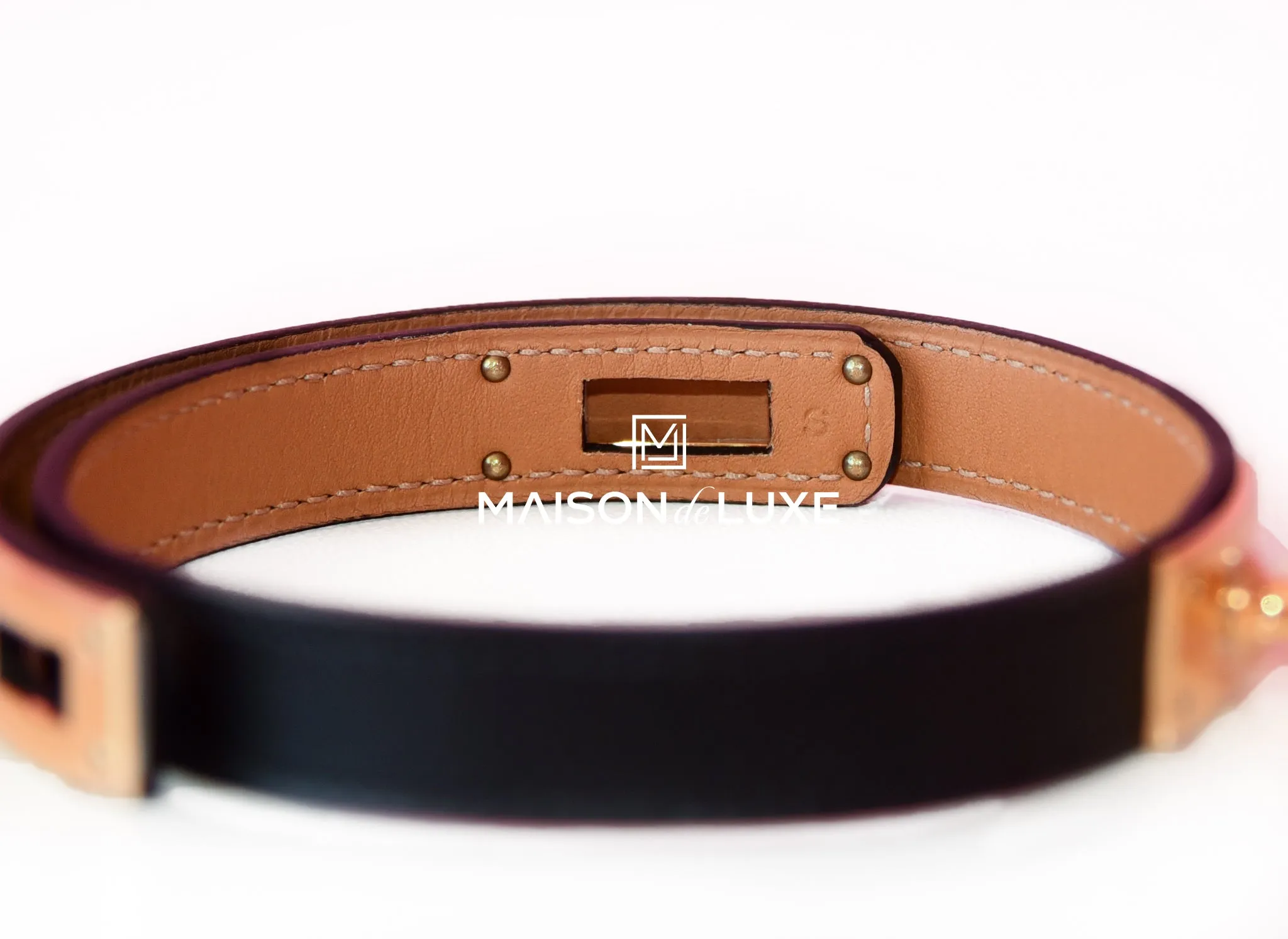 Hermes Black Leather Kelly Double Tour Bracelet S