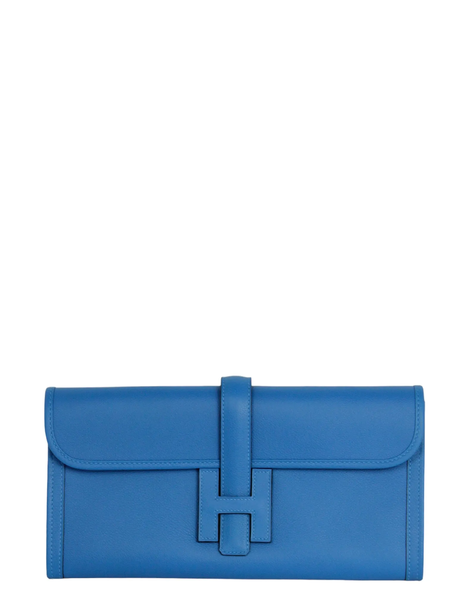 Hermes Bleu Frida Blue Swift Jige Elan Clutch