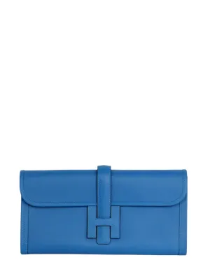 Hermes Bleu Frida Blue Swift Jige Elan Clutch