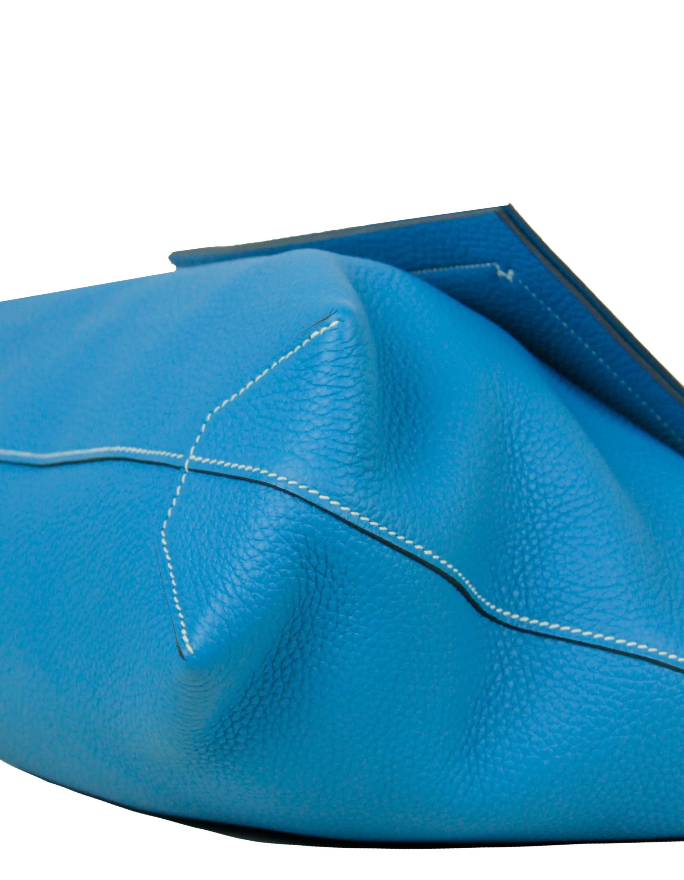 Hermes Blue Taurillon Clemence Leather Cabasellier 31 Tote Bag
