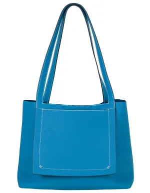Hermes Blue Taurillon Clemence Leather Cabasellier 31 Tote Bag