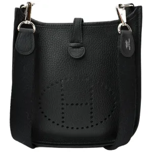 HERMES Evelyne Amazone TPM III Clemence Leather Crossbody Bag Black
