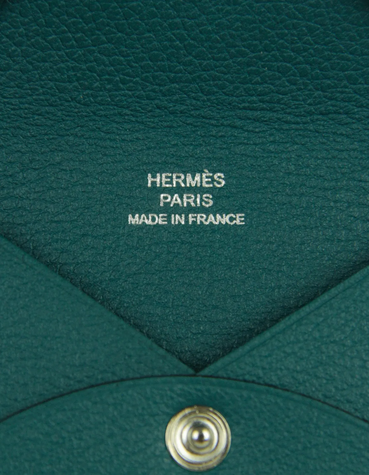 Hermes Malachite Chevre Mysore Calvi Card Holder