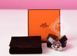 Hermes Noir Black PHW Kelly Double Tour Bracelet Cuff S