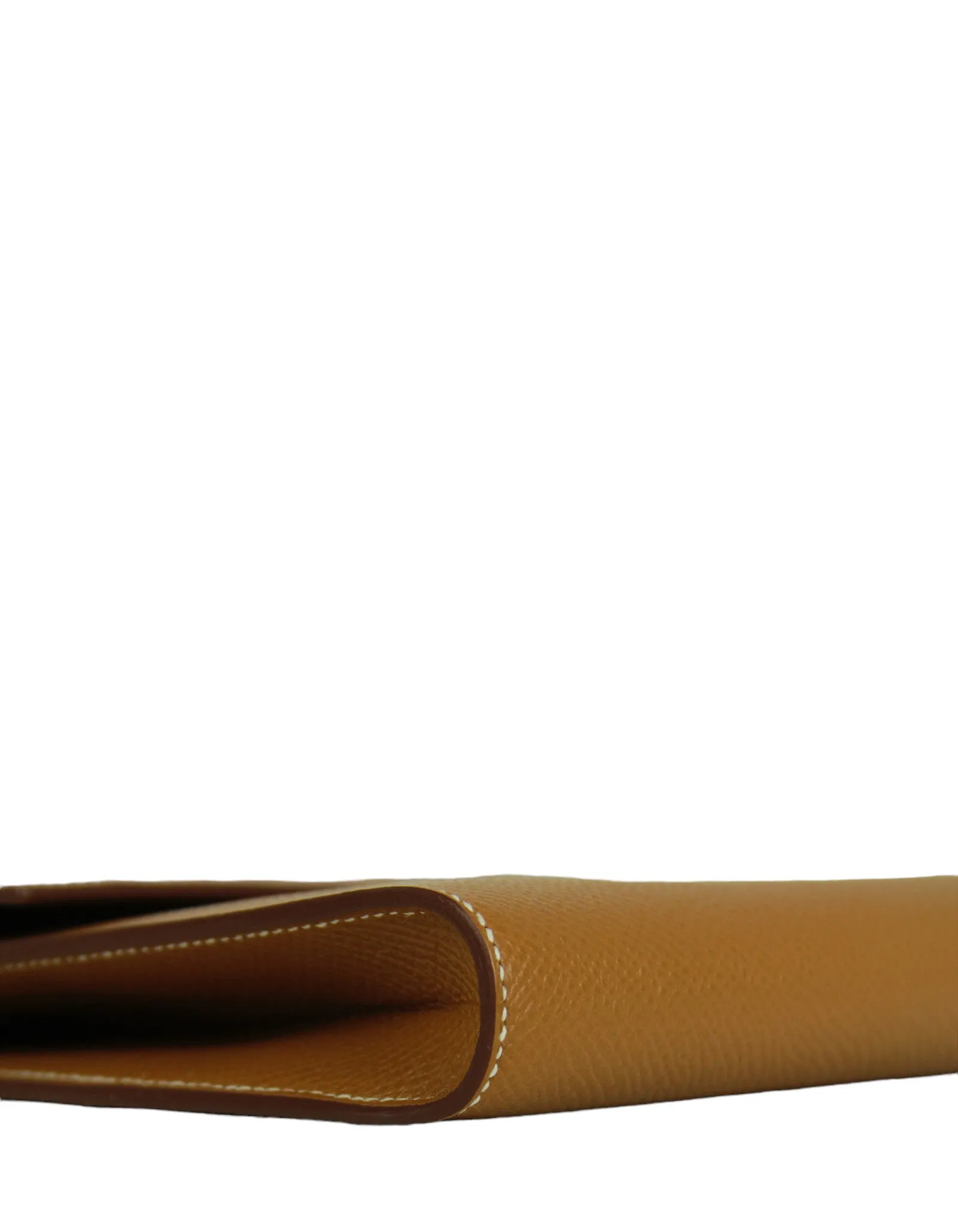 Hermes Tan Gold Epsom Leather Clic 16 Wallet On Strap Crossbody Bag