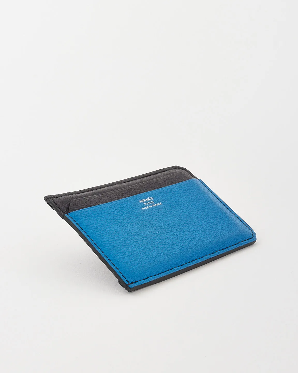 Hermès Blue & Black Leather City 4CC Jungle Card Holder