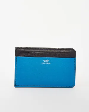 Hermès Blue & Black Leather City 4CC Jungle Card Holder