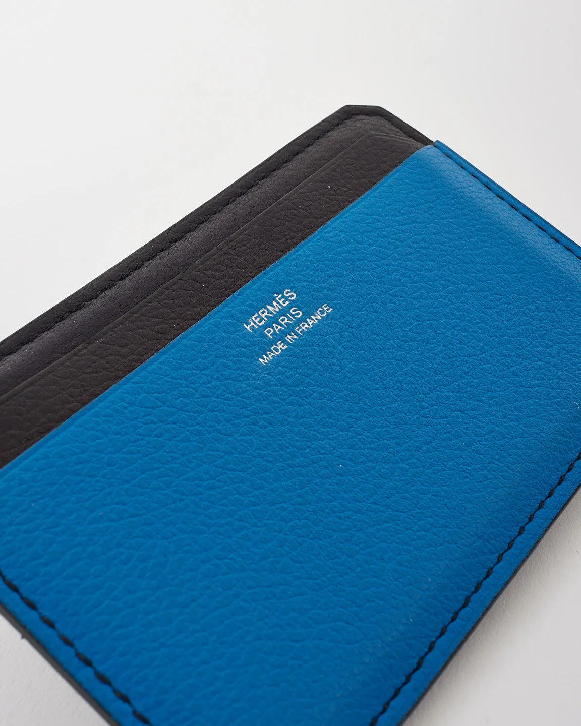 Hermès Blue & Black Leather City 4CC Jungle Card Holder