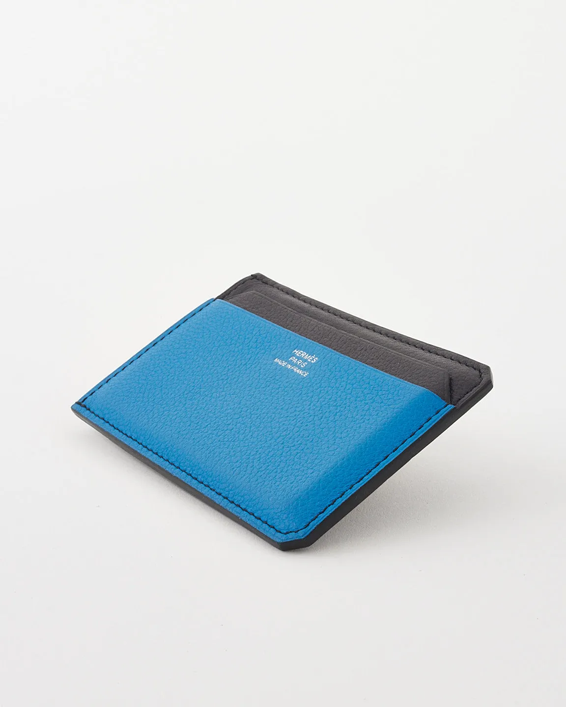 Hermès Blue & Black Leather City 4CC Jungle Card Holder