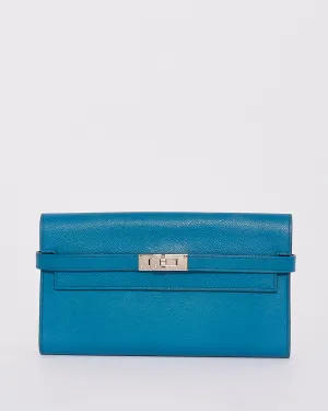 Hermès Blue Colvert Epsom Kelly Classic Wallet