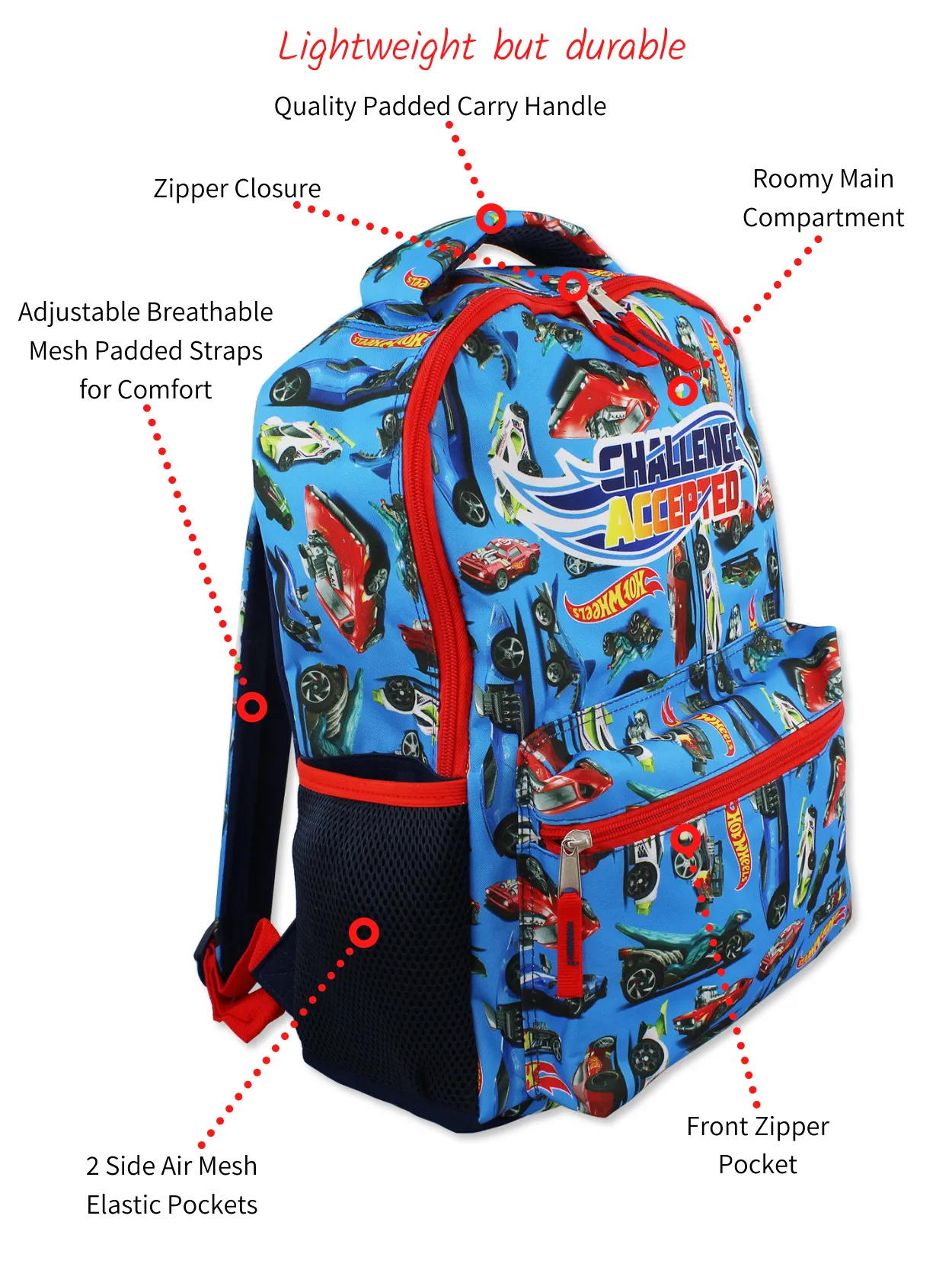 Hot Wheels Race Car 16 Inch School Backpack
