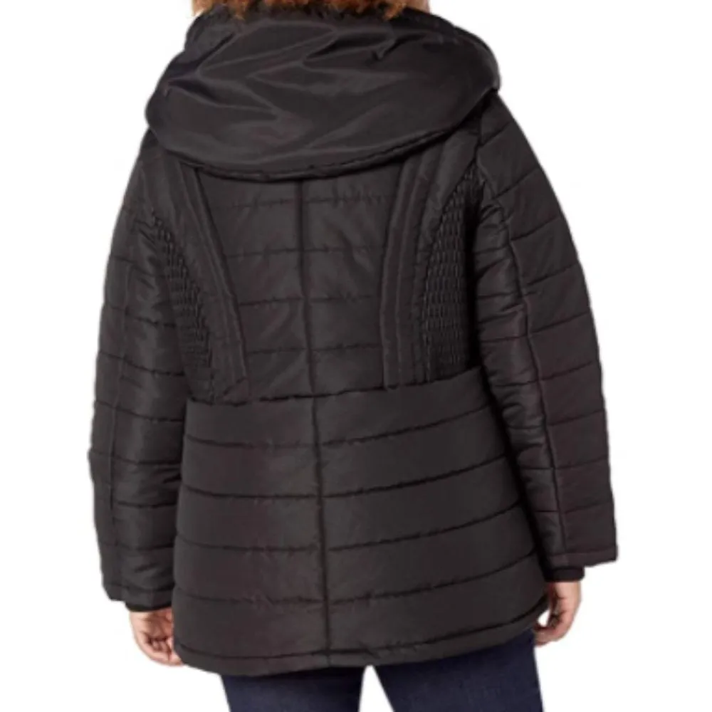 INTL d.e.t.a.i.l.s Women's  Zip Front Hooded Winter Coat Jacket Size M/M