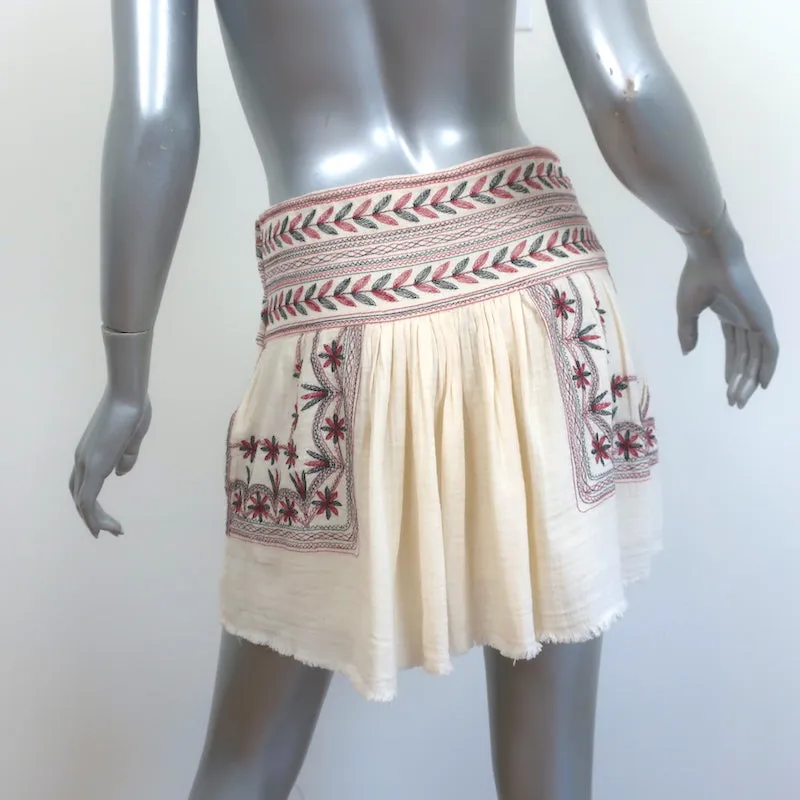 Isabel Marant Etoile Vera Mini Skirt Ecru Embroidered Cotton Gauze Size 36