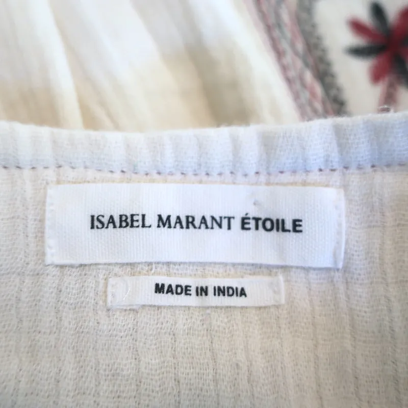 Isabel Marant Etoile Vera Mini Skirt Ecru Embroidered Cotton Gauze Size 36