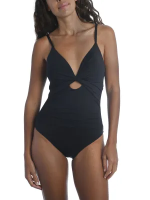 Island Goddess Twist Keyhole Tank In Black