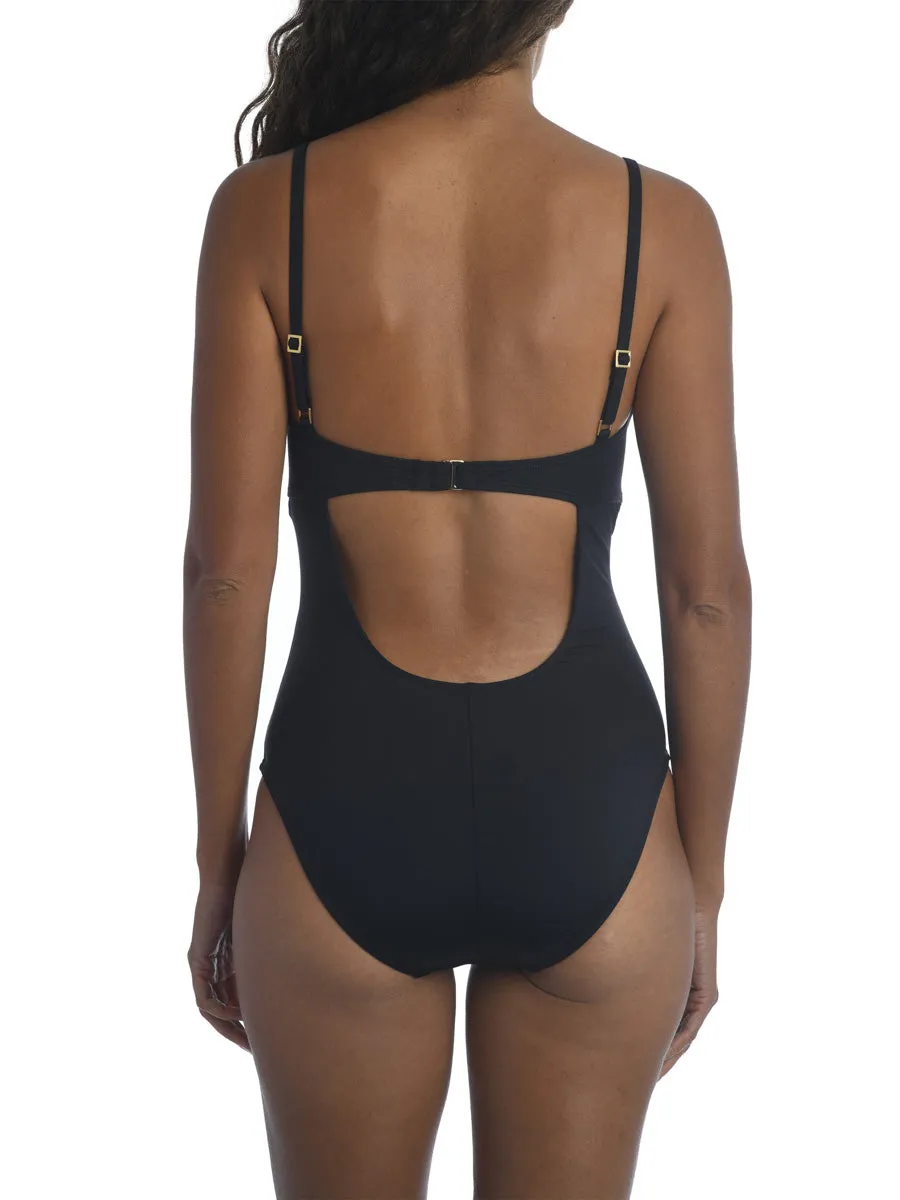 Island Goddess Twist Keyhole Tank In Black