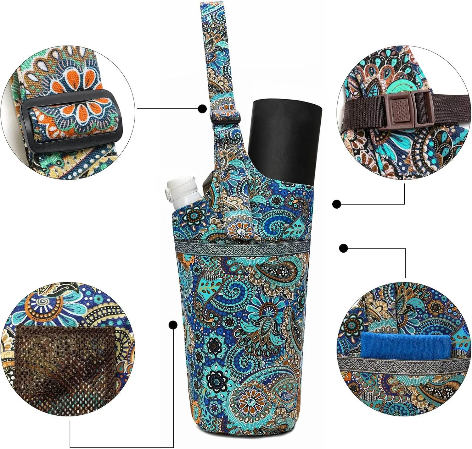 IwIeIaIrI Yoga Mat Bag with Large Size Pocket and Zipper Pocket，Yoga Bag Adjustable Shoulder Strap- Holds More Yoga Accessories