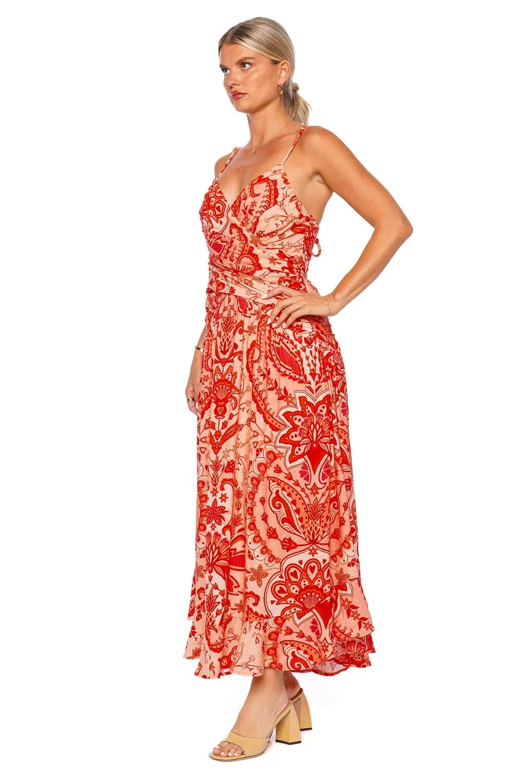 Jaipur Red Crossover Maxi Dress