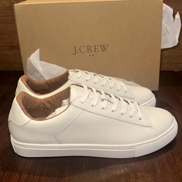 J.Crew Factory white mens Leather sneaker new comes with original box size 9.5