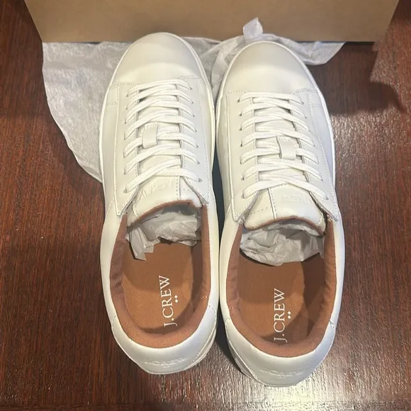 J.Crew Factory white mens Leather sneaker new comes with original box size 9.5