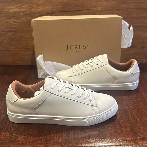 J.Crew Factory white mens Leather sneaker new comes with original box size 9.5