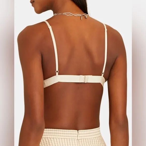 Johnathan Simkhai Jersey Triangle Bralette Champagne Large NWT