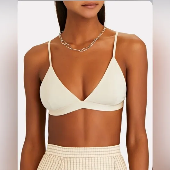 Johnathan Simkhai Jersey Triangle Bralette Champagne Large NWT