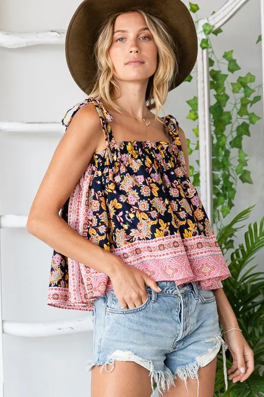 June Knot Shoulder Floral Tank