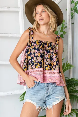 June Knot Shoulder Floral Tank
