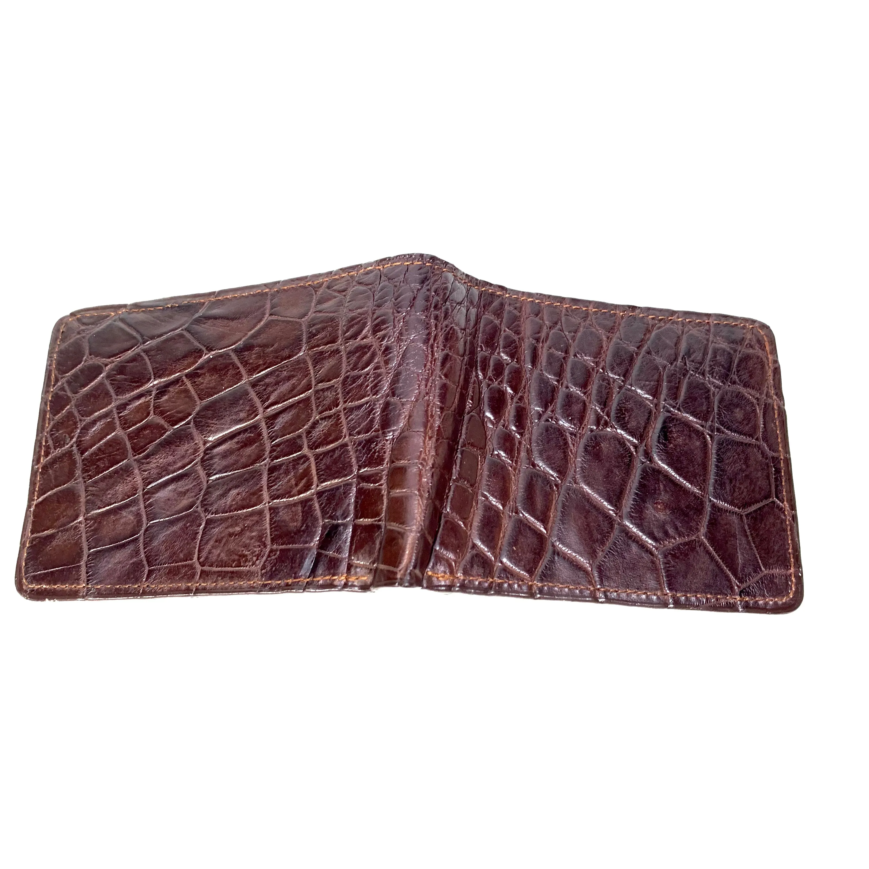 Kashani Brown Soft Alligator Belly Bi-Fold Wallet