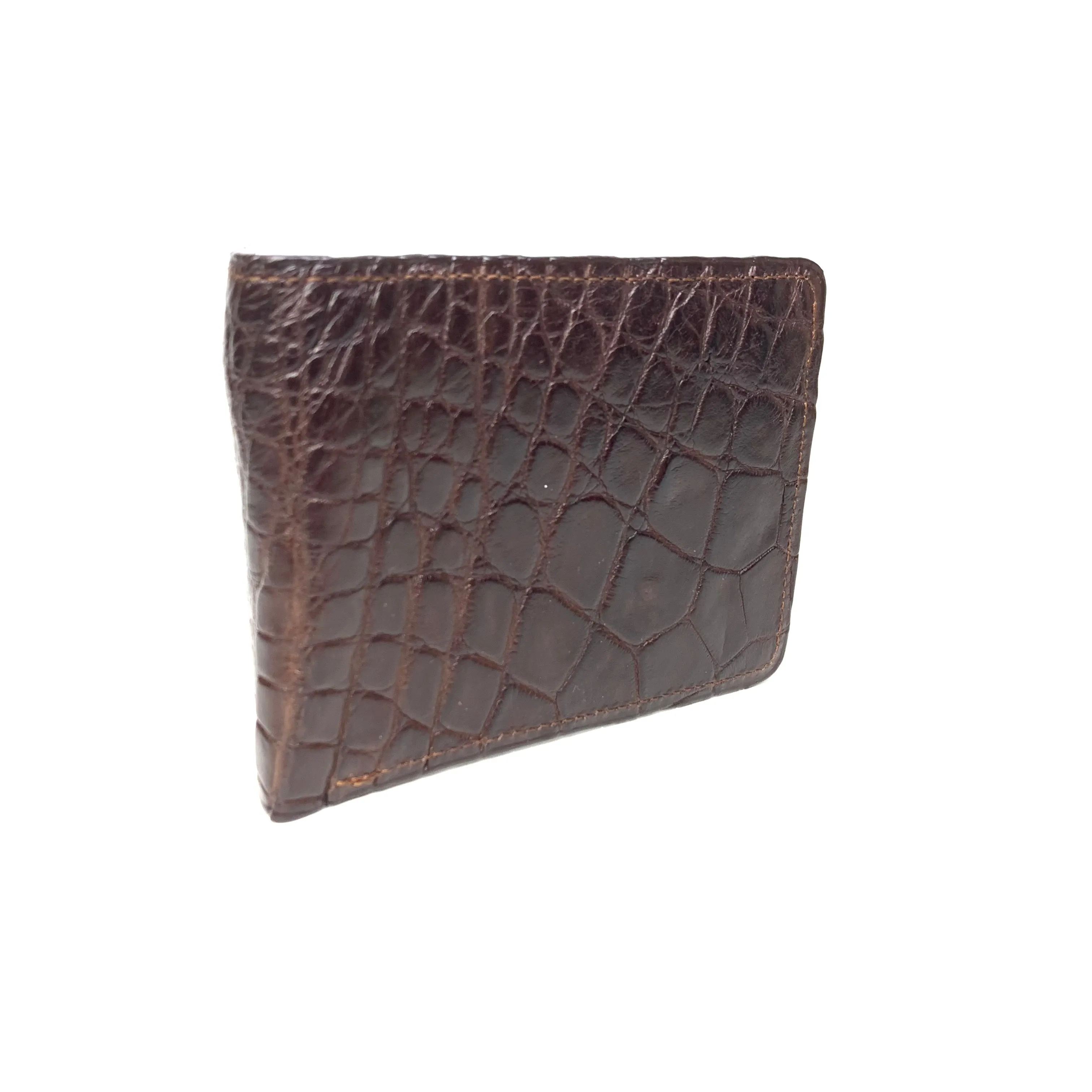 Kashani Brown Soft Alligator Belly Bi-Fold Wallet