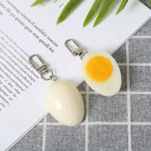 Kawaii Boiled Egg Keychain 🍳✨ Adorable PVC Pendant for Bags & Backpacks - Cute Charm Gift!