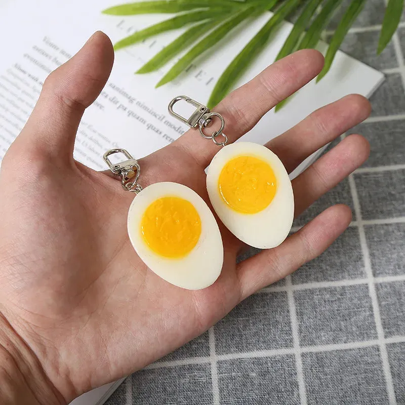 Kawaii Boiled Egg Keychain 🍳✨ Adorable PVC Pendant for Bags & Backpacks - Cute Charm Gift!