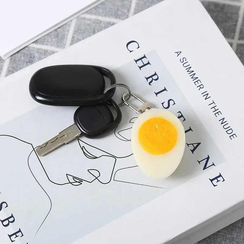 Kawaii Boiled Egg Keychain 🍳✨ Adorable PVC Pendant for Bags & Backpacks - Cute Charm Gift!