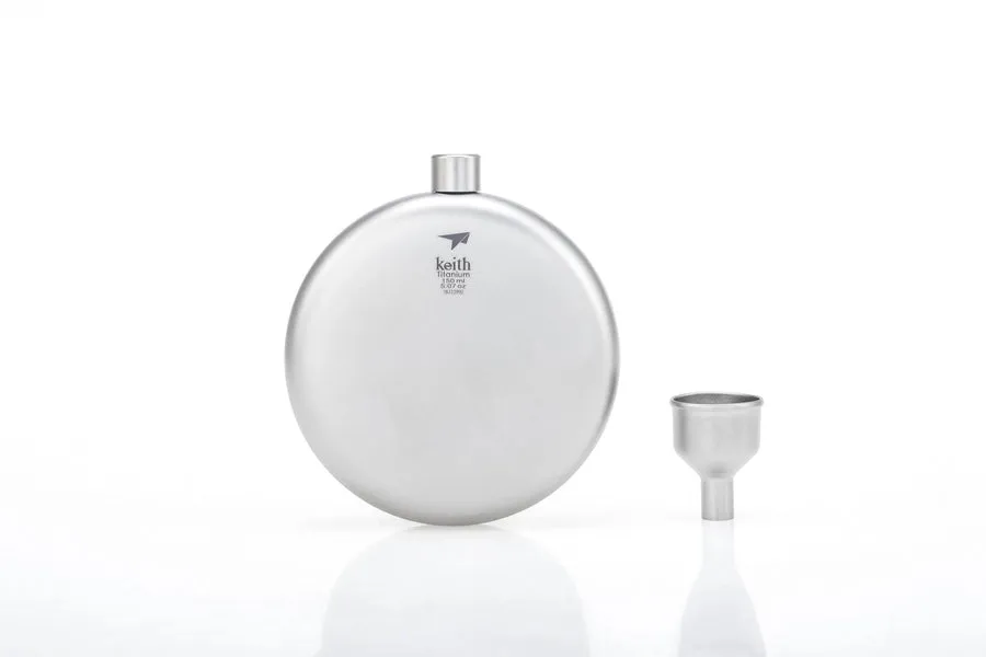 Keith Titanium Round Hip Flask - Funnel