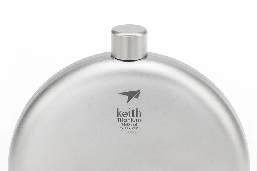Keith Titanium Round Hip Flask - Funnel