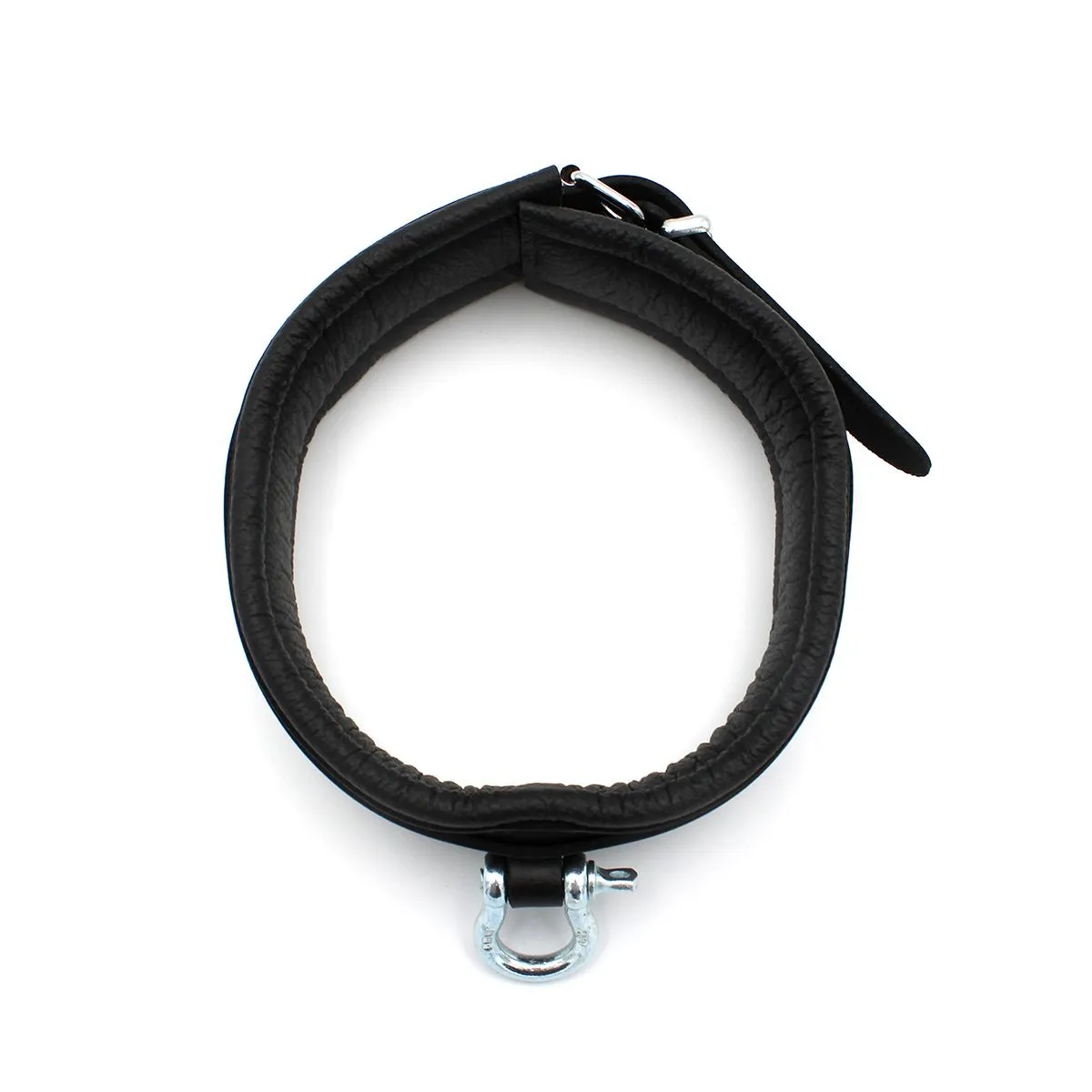 Kiotos Leather - Lederen Collar met Metalen Beugelsluiting Voorzijde - Zwart