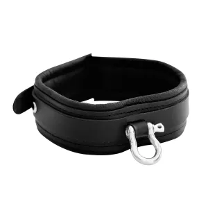 Kiotos Leather - Lederen Collar met Metalen Beugelsluiting Voorzijde - Zwart