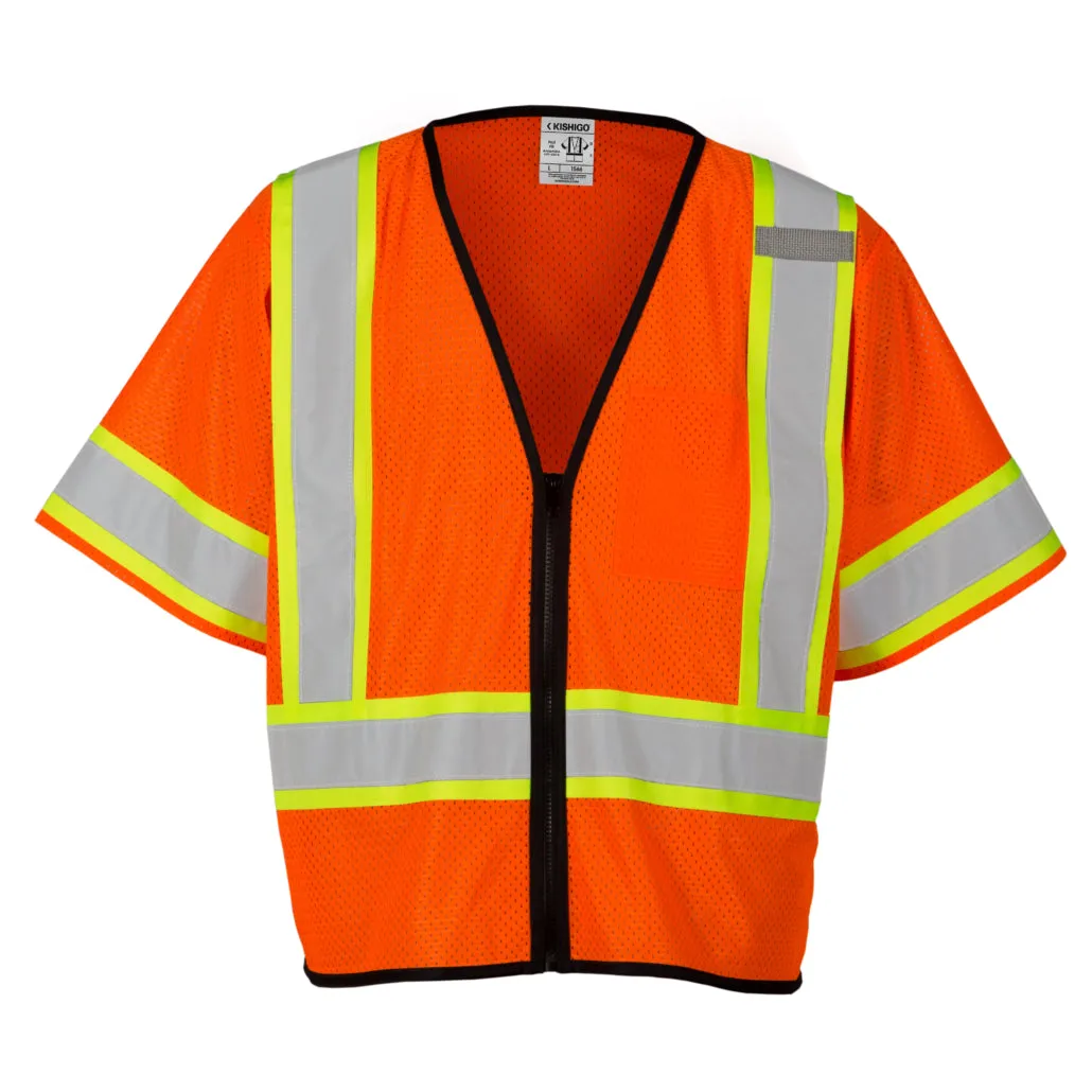 Kishigo Single Pocket Contrasting Mesh Vest Economy, Type R Class 3