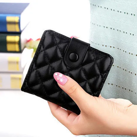 Korea Fashion high faux leather women wallets multi-cards position short hasp purse female XF212