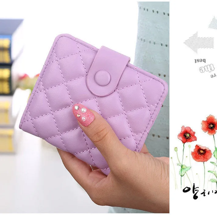 Korea Fashion high faux leather women wallets multi-cards position short hasp purse female XF212